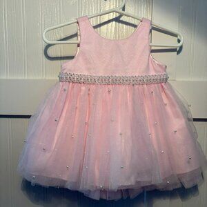 Couture Princess Girls Pink Easter/Event Dress; Pearl ,Tulle, Dress, 18M